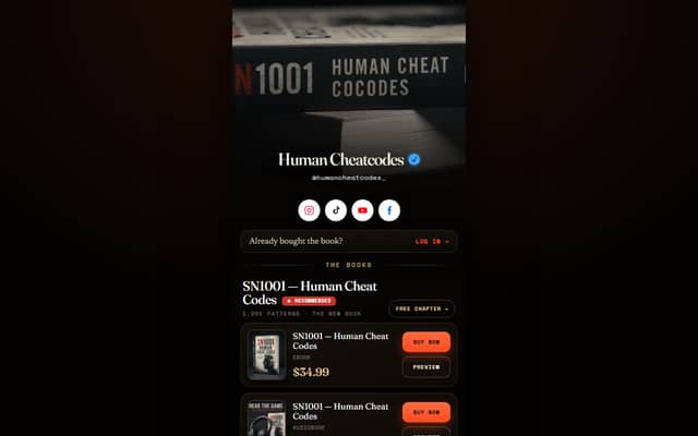 Screenshot of the Human Cheat Codes links page